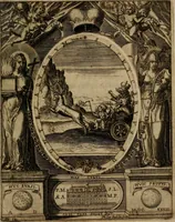 An illustration from Templvm gratiarvm, serenissimi ... : principis ac domini D. Leopoldi, archidvcis Avstriae et comitis Tyrolis &c fvndatoris mvnificentissimi : augustissimi ... caesaris Ferdinandi II., Germani fratris, piis manibvs ... a memoria archidvcalis collegii Passaviensis Societatis Iesv, ipso inferiarum, ac post D. Leopoldi die cum iusta in oratorio pie persolveret ac moestissime parentaret, A.D. MDCXXXII : Summa observantia dicatum dedicatumque (1633)