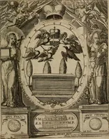 An illustration from Templvm gratiarvm, serenissimi ... : principis ac domini D. Leopoldi, archidvcis Avstriae et comitis Tyrolis &c fvndatoris mvnificentissimi : augustissimi ... caesaris Ferdinandi II., Germani fratris, piis manibvs ... a memoria archidvcalis collegii Passaviensis Societatis Iesv, ipso inferiarum, ac post D. Leopoldi die cum iusta in oratorio pie persolveret ac moestissime parentaret, A.D. MDCXXXII : Summa observantia dicatum dedicatumque (1633)
