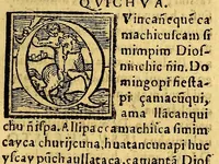 An illustration from Tercero cathecismo y exposicion de la doctrina christiana, por sermones. : Para que los curas y otros ministros prediquen y enseñen a los yndios y a las demas personas. Conforme a lo que en el sancto Concilio Prouincial de Lima se proueyo. (1585)