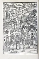 An illustration from Terenti[us] : cũ directorio vocabulorũ, sententiarũ, artis comice : glosa ĩterlineali : comẽtarijs Donato, Gvidone, Ascensio
