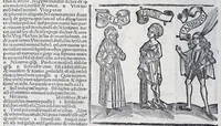 An illustration from Terenti[us] : cũ directorio vocabulorũ, sententiarũ, artis comice : glosa ĩterlineali : comẽtarijs Donato, Gvidone, Ascensio