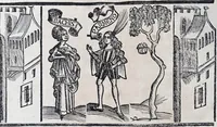 An illustration from Terenti[us] : cũ directorio vocabulorũ, sententiarũ, artis comice : glosa ĩterlineali : comẽtarijs Donato, Gvidone, Ascensio