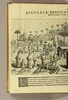 An illustration from Tertia pars Indiae Orientalis: qua continentur I. Secunda pars nauigationum à Ioanne Hugone Lintschotano Hollando in Orientem susceptarum; & maximè situs illarum regionum, & in his insulàrum, fluminum, riparum, portuum, &c. tum in transitu, tum ipsa India sitorum: vbi iuxta etiam vniuersa, quae autor illic, & postea in reditu versus Hollandiam vidit & notauit, diligenter designantur. : II. Nauigatio Hollandorum in insulas Orientales, Iauan & Svmatram: vbi pariter de morbius, vita, & religione incolarum quaedam haud iniucunda traduntur. III. Tres nauigationes Hollandorum in modo dictam Indiam per septentrionalem seu glacialem oceanum, vbi mira quaedam & stupenda denarrantur. Quibus iam de nouo accesserunt aliae de anno M.D.XVIII. vsq[ue] M.D.C.XXIX. historiae memorabiles, & notatu dignissimae. (1629)