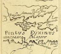 An illustration from Tertia pars Indiae Orientalis: qua continentur I. Secunda pars nauigationum à Ioanne Hugone Lintschotano Hollando in Orientem susceptarum; & maximè situs illarum regionum, & in his insulàrum, fluminum, riparum, portuum, &c. tum in transitu, tum ipsa India sitorum: vbi iuxta etiam vniuersa, quae autor illic, & postea in reditu versus Hollandiam vidit & notauit, diligenter designantur. : II. Nauigatio Hollandorum in insulas Orientales, Iauan & Svmatram: vbi pariter de morbius, vita, & religione incolarum quaedam haud iniucunda traduntur. III. Tres nauigationes Hollandorum in modo dictam Indiam per septentrionalem seu glacialem oceanum, vbi mira quaedam & stupenda denarrantur. Quibus iam de nouo accesserunt aliae de anno M.D.XVIII. vsq[ue] M.D.C.XXIX. historiae memorabiles, & notatu dignissimae. (1629)