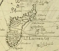 Picture 7 of 20 from Tertia pars Indiae Orientalis: qua continentur I. Secunda pars nauigationum à Ioanne Hugone Lintschotano Hollando in Orientem susceptarum; & maximè situs illarum regionum, & in his insulàrum, fluminum, riparum, portuum, &c. tum in transitu, tum ipsa India sitorum: vbi iuxta etiam vniuersa, quae autor illic, & postea in reditu versus Hollandiam vidit & notauit, diligenter designantur. : II. Nauigatio Hollandorum in insulas Orientales, Iauan & Svmatram: vbi pariter de morbius, vita, & religione incolarum quaedam haud iniucunda traduntur. III. Tres nauigationes Hollandorum in modo dictam Indiam per septentrionalem seu glacialem oceanum, vbi mira quaedam & stupenda denarrantur. Quibus iam de nouo accesserunt aliae de anno M.D.XVIII. vsq[ue] M.D.C.XXIX. historiae memorabiles, & notatu dignissimae. (1629), leaf 64