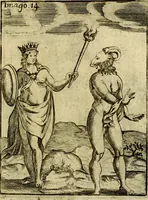 An illustration from Theatrum ethnico idololatrieum politico historicum, ethnicorum idololatrias, simulacra, templa, sacrificia & deos, illorum origines, ritus & caeremonias, quae in perficiendis sacris, fuerunt observata, quidque illis indicare voluerint, representans (1699)