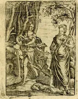 An illustration from Theatrum ethnico idololatrieum politico historicum, ethnicorum idololatrias, simulacra, templa, sacrificia & deos, illorum origines, ritus & caeremonias, quae in perficiendis sacris, fuerunt observata, quidque illis indicare voluerint, representans (1699)