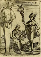 An illustration from Theatrum ethnico idololatrieum politico historicum, ethnicorum idololatrias, simulacra, templa, sacrificia & deos, illorum origines, ritus & caeremonias, quae in perficiendis sacris, fuerunt observata, quidque illis indicare voluerint, representans (1699)