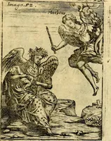 An illustration from Theatrum ethnico idololatrieum politico historicum, ethnicorum idololatrias, simulacra, templa, sacrificia & deos, illorum origines, ritus & caeremonias, quae in perficiendis sacris, fuerunt observata, quidque illis indicare voluerint, representans (1699)