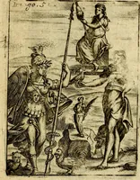 An illustration from Theatrum ethnico idololatrieum politico historicum, ethnicorum idololatrias, simulacra, templa, sacrificia & deos, illorum origines, ritus & caeremonias, quae in perficiendis sacris, fuerunt observata, quidque illis indicare voluerint, representans (1699)