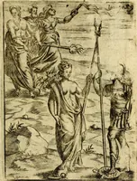 An illustration from Theatrum ethnico idololatrieum politico historicum, ethnicorum idololatrias, simulacra, templa, sacrificia & deos, illorum origines, ritus & caeremonias, quae in perficiendis sacris, fuerunt observata, quidque illis indicare voluerint, representans (1699)