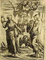 An illustration from Theatrum ethnico idololatrieum politico historicum, ethnicorum idololatrias, simulacra, templa, sacrificia & deos, illorum origines, ritus & caeremonias, quae in perficiendis sacris, fuerunt observata, quidque illis indicare voluerint, representans (1699)
