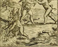 An illustration from Theatrum ethnico idololatrieum politico historicum, ethnicorum idololatrias, simulacra, templa, sacrificia & deos, illorum origines, ritus & caeremonias, quae in perficiendis sacris, fuerunt observata, quidque illis indicare voluerint, representans (1699)