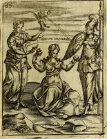 An illustration from Theatrum ethnico idololatrieum politico historicum, ethnicorum idololatrias, simulacra, templa, sacrificia & deos, illorum origines, ritus & caeremonias, quae in perficiendis sacris, fuerunt observata, quidque illis indicare voluerint, representans (1699)