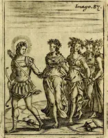 An illustration from Theatrum ethnico idololatrieum politico historicum, ethnicorum idololatrias, simulacra, templa, sacrificia & deos, illorum origines, ritus & caeremonias, quae in perficiendis sacris, fuerunt observata, quidque illis indicare voluerint, representans (1699)