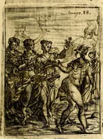 An illustration from Theatrum ethnico idololatrieum politico historicum, ethnicorum idololatrias, simulacra, templa, sacrificia & deos, illorum origines, ritus & caeremonias, quae in perficiendis sacris, fuerunt observata, quidque illis indicare voluerint, representans (1699)