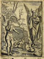 An illustration from Theatrum ethnico idololatrieum politico historicum, ethnicorum idololatrias, simulacra, templa, sacrificia & deos, illorum origines, ritus & caeremonias, quae in perficiendis sacris, fuerunt observata, quidque illis indicare voluerint, representans (1699)