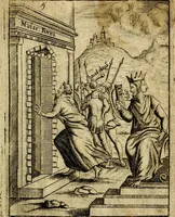 An illustration from Theatrum ethnico idololatrieum politico historicum, ethnicorum idololatrias, simulacra, templa, sacrificia & deos, illorum origines, ritus & caeremonias, quae in perficiendis sacris, fuerunt observata, quidque illis indicare voluerint, representans (1699)