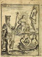 An illustration from Theatrum ethnico idololatrieum politico historicum, ethnicorum idololatrias, simulacra, templa, sacrificia & deos, illorum origines, ritus & caeremonias, quae in perficiendis sacris, fuerunt observata, quidque illis indicare voluerint, representans (1699)
