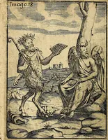 An illustration from Theatrum ethnico idololatrieum politico historicum, ethnicorum idololatrias, simulacra, templa, sacrificia & deos, illorum origines, ritus & caeremonias, quae in perficiendis sacris, fuerunt observata, quidque illis indicare voluerint, representans (1699)
