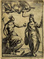 An illustration from Theatrum ethnico idololatrieum politico historicum, ethnicorum idololatrias, simulacra, templa, sacrificia & deos, illorum origines, ritus & caeremonias, quae in perficiendis sacris, fuerunt observata, quidque illis indicare voluerint, representans (1699)