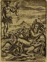 An illustration from Theatrum ethnico idololatrieum politico historicum, ethnicorum idololatrias, simulacra, templa, sacrificia & deos, illorum origines, ritus & caeremonias, quae in perficiendis sacris, fuerunt observata, quidque illis indicare voluerint, representans (1699)