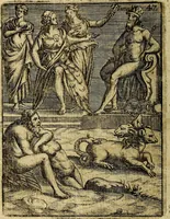 An illustration from Theatrum ethnico idololatrieum politico historicum, ethnicorum idololatrias, simulacra, templa, sacrificia & deos, illorum origines, ritus & caeremonias, quae in perficiendis sacris, fuerunt observata, quidque illis indicare voluerint, representans (1699)