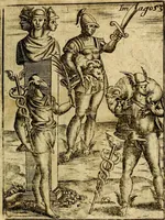 An illustration from Theatrum ethnico idololatrieum politico historicum, ethnicorum idololatrias, simulacra, templa, sacrificia & deos, illorum origines, ritus & caeremonias, quae in perficiendis sacris, fuerunt observata, quidque illis indicare voluerint, representans (1699)