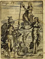 An illustration from Theatrum ethnico idololatrieum politico historicum, ethnicorum idololatrias, simulacra, templa, sacrificia & deos, illorum origines, ritus & caeremonias, quae in perficiendis sacris, fuerunt observata, quidque illis indicare voluerint, representans (1699)