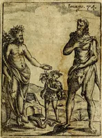 An illustration from Theatrum ethnico idololatrieum politico historicum, ethnicorum idololatrias, simulacra, templa, sacrificia & deos, illorum origines, ritus & caeremonias, quae in perficiendis sacris, fuerunt observata, quidque illis indicare voluerint, representans (1699)