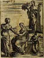 An illustration from Theatrum ethnico idololatrieum politico historicum, ethnicorum idololatrias, simulacra, templa, sacrificia & deos, illorum origines, ritus & caeremonias, quae in perficiendis sacris, fuerunt observata, quidque illis indicare voluerint, representans (1699)