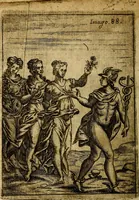 An illustration from Theatrum ethnico idololatrieum politico historicum, ethnicorum idololatrias, simulacra, templa, sacrificia & deos, illorum origines, ritus & caeremonias, quae in perficiendis sacris, fuerunt observata, quidque illis indicare voluerint, representans (1699)