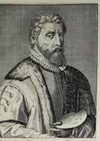 An illustration from Theatrum honoris in quo nostri Apelles, saeculi seu pictorum, qui patrum nostrorum memoria vixerunt celebriorum praecipue quos Belgium tulit, verae et ad vivum expressae imagines in aes incisae exhibentur (1618)