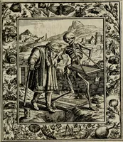 An illustration from Theatrum mortis humanæ tripartitum. I. Pars. Saltum mortis. II. Pars. Varia genera mortis. III. Pars. Pnas damnatorum continens. Figuris æneis illustratum, das ist, Schau-Bühne desz menschlichen Todts in drey Theil. 1. Theil. Der Toden Tantz. 2. Theil. Underschidliche Todts-Gattungen. 3. Theil. Der Verdambten Höllen-Peyn, vorstellend. Mit Schönen Kupffer-Stichen geziehrt vnd an Tag gegeben. Durch Joannem Weichardum Valvasor.. (1682)