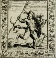 An illustration from Theatrum mortis humanæ tripartitum. I. Pars. Saltum mortis. II. Pars. Varia genera mortis. III. Pars. Pnas damnatorum continens. Figuris æneis illustratum, das ist, Schau-Bühne desz menschlichen Todts in drey Theil. 1. Theil. Der Toden Tantz. 2. Theil. Underschidliche Todts-Gattungen. 3. Theil. Der Verdambten Höllen-Peyn, vorstellend. Mit Schönen Kupffer-Stichen geziehrt vnd an Tag gegeben. Durch Joannem Weichardum Valvasor.. (1682)