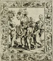 An illustration from Theatrum mortis humanæ tripartitum. I. Pars. Saltum mortis. II. Pars. Varia genera mortis. III. Pars. Pnas damnatorum continens. Figuris æneis illustratum, das ist, Schau-Bühne desz menschlichen Todts in drey Theil. 1. Theil. Der Toden Tantz. 2. Theil. Underschidliche Todts-Gattungen. 3. Theil. Der Verdambten Höllen-Peyn, vorstellend. Mit Schönen Kupffer-Stichen geziehrt vnd an Tag gegeben. Durch Joannem Weichardum Valvasor.. (1682)