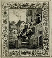 An illustration from Theatrum mortis humanæ tripartitum. I. Pars. Saltum mortis. II. Pars. Varia genera mortis. III. Pars. Pnas damnatorum continens. Figuris æneis illustratum, das ist, Schau-Bühne desz menschlichen Todts in drey Theil. 1. Theil. Der Toden Tantz. 2. Theil. Underschidliche Todts-Gattungen. 3. Theil. Der Verdambten Höllen-Peyn, vorstellend. Mit Schönen Kupffer-Stichen geziehrt vnd an Tag gegeben. Durch Joannem Weichardum Valvasor.. (1682)