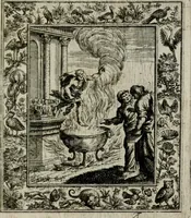 An illustration from Theatrum mortis humanæ tripartitum. I. Pars. Saltum mortis. II. Pars. Varia genera mortis. III. Pars. Pnas damnatorum continens. Figuris æneis illustratum, das ist, Schau-Bühne desz menschlichen Todts in drey Theil. 1. Theil. Der Toden Tantz. 2. Theil. Underschidliche Todts-Gattungen. 3. Theil. Der Verdambten Höllen-Peyn, vorstellend. Mit Schönen Kupffer-Stichen geziehrt vnd an Tag gegeben. Durch Joannem Weichardum Valvasor.. (1682)