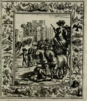 An illustration from Theatrum mortis humanæ tripartitum. I. Pars. Saltum mortis. II. Pars. Varia genera mortis. III. Pars. Pnas damnatorum continens. Figuris æneis illustratum, das ist, Schau-Bühne desz menschlichen Todts in drey Theil. 1. Theil. Der Toden Tantz. 2. Theil. Underschidliche Todts-Gattungen. 3. Theil. Der Verdambten Höllen-Peyn, vorstellend. Mit Schönen Kupffer-Stichen geziehrt vnd an Tag gegeben. Durch Joannem Weichardum Valvasor.. (1682)