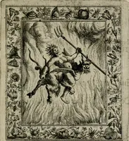 An illustration from Theatrum mortis humanæ tripartitum. I. Pars. Saltum mortis. II. Pars. Varia genera mortis. III. Pars. Pnas damnatorum continens. Figuris æneis illustratum, das ist, Schau-Bühne desz menschlichen Todts in drey Theil. 1. Theil. Der Toden Tantz. 2. Theil. Underschidliche Todts-Gattungen. 3. Theil. Der Verdambten Höllen-Peyn, vorstellend. Mit Schönen Kupffer-Stichen geziehrt vnd an Tag gegeben. Durch Joannem Weichardum Valvasor.. (1682)