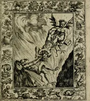 An illustration from Theatrum mortis humanæ tripartitum. I. Pars. Saltum mortis. II. Pars. Varia genera mortis. III. Pars. Pnas damnatorum continens. Figuris æneis illustratum, das ist, Schau-Bühne desz menschlichen Todts in drey Theil. 1. Theil. Der Toden Tantz. 2. Theil. Underschidliche Todts-Gattungen. 3. Theil. Der Verdambten Höllen-Peyn, vorstellend. Mit Schönen Kupffer-Stichen geziehrt vnd an Tag gegeben. Durch Joannem Weichardum Valvasor.. (1682)