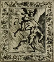 Picture 116 of 135 from Theatrum mortis humanæ tripartitum. I. Pars. Saltum mortis. II. Pars. Varia genera mortis. III. Pars. Pnas damnatorum continens. Figuris æneis illustratum, das ist, Schau-Bühne desz menschlichen Todts in drey Theil. 1. Theil. Der Toden Tantz. 2. Theil. Underschidliche Todts-Gattungen. 3. Theil. Der Verdambten Höllen-Peyn, vorstellend. Mit Schönen Kupffer-Stichen geziehrt vnd an Tag gegeben. Durch Joannem Weichardum Valvasor.. (1682), leaf 228