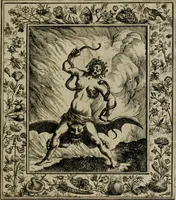 An illustration from Theatrum mortis humanæ tripartitum. I. Pars. Saltum mortis. II. Pars. Varia genera mortis. III. Pars. Pnas damnatorum continens. Figuris æneis illustratum, das ist, Schau-Bühne desz menschlichen Todts in drey Theil. 1. Theil. Der Toden Tantz. 2. Theil. Underschidliche Todts-Gattungen. 3. Theil. Der Verdambten Höllen-Peyn, vorstellend. Mit Schönen Kupffer-Stichen geziehrt vnd an Tag gegeben. Durch Joannem Weichardum Valvasor.. (1682)
