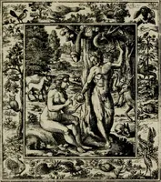 An illustration from Theatrum mortis humanæ tripartitum. I. Pars. Saltum mortis. II. Pars. Varia genera mortis. III. Pars. Pnas damnatorum continens. Figuris æneis illustratum, das ist, Schau-Bühne desz menschlichen Todts in drey Theil. 1. Theil. Der Toden Tantz. 2. Theil. Underschidliche Todts-Gattungen. 3. Theil. Der Verdambten Höllen-Peyn, vorstellend. Mit Schönen Kupffer-Stichen geziehrt vnd an Tag gegeben. Durch Joannem Weichardum Valvasor.. (1682)