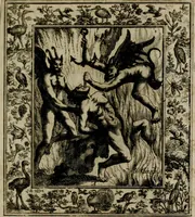 An illustration from Theatrum mortis humanæ tripartitum. I. Pars. Saltum mortis. II. Pars. Varia genera mortis. III. Pars. Pnas damnatorum continens. Figuris æneis illustratum, das ist, Schau-Bühne desz menschlichen Todts in drey Theil. 1. Theil. Der Toden Tantz. 2. Theil. Underschidliche Todts-Gattungen. 3. Theil. Der Verdambten Höllen-Peyn, vorstellend. Mit Schönen Kupffer-Stichen geziehrt vnd an Tag gegeben. Durch Joannem Weichardum Valvasor.. (1682)