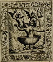 An illustration from Theatrum mortis humanæ tripartitum. I. Pars. Saltum mortis. II. Pars. Varia genera mortis. III. Pars. Pnas damnatorum continens. Figuris æneis illustratum, das ist, Schau-Bühne desz menschlichen Todts in drey Theil. 1. Theil. Der Toden Tantz. 2. Theil. Underschidliche Todts-Gattungen. 3. Theil. Der Verdambten Höllen-Peyn, vorstellend. Mit Schönen Kupffer-Stichen geziehrt vnd an Tag gegeben. Durch Joannem Weichardum Valvasor.. (1682)