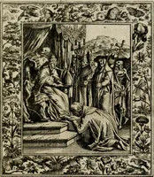 An illustration from Theatrum mortis humanæ tripartitum. I. Pars. Saltum mortis. II. Pars. Varia genera mortis. III. Pars. Pnas damnatorum continens. Figuris æneis illustratum, das ist, Schau-Bühne desz menschlichen Todts in drey Theil. 1. Theil. Der Toden Tantz. 2. Theil. Underschidliche Todts-Gattungen. 3. Theil. Der Verdambten Höllen-Peyn, vorstellend. Mit Schönen Kupffer-Stichen geziehrt vnd an Tag gegeben. Durch Joannem Weichardum Valvasor.. (1682)
