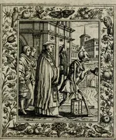 An illustration from Theatrum mortis humanæ tripartitum. I. Pars. Saltum mortis. II. Pars. Varia genera mortis. III. Pars. Pnas damnatorum continens. Figuris æneis illustratum, das ist, Schau-Bühne desz menschlichen Todts in drey Theil. 1. Theil. Der Toden Tantz. 2. Theil. Underschidliche Todts-Gattungen. 3. Theil. Der Verdambten Höllen-Peyn, vorstellend. Mit Schönen Kupffer-Stichen geziehrt vnd an Tag gegeben. Durch Joannem Weichardum Valvasor.. (1682)