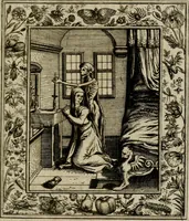 An illustration from Theatrum mortis humanæ tripartitum. I. Pars. Saltum mortis. II. Pars. Varia genera mortis. III. Pars. Pnas damnatorum continens. Figuris æneis illustratum, das ist, Schau-Bühne desz menschlichen Todts in drey Theil. 1. Theil. Der Toden Tantz. 2. Theil. Underschidliche Todts-Gattungen. 3. Theil. Der Verdambten Höllen-Peyn, vorstellend. Mit Schönen Kupffer-Stichen geziehrt vnd an Tag gegeben. Durch Joannem Weichardum Valvasor.. (1682)