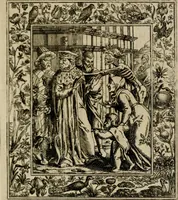An illustration from Theatrum mortis humanæ tripartitum. I. Pars. Saltum mortis. II. Pars. Varia genera mortis. III. Pars. Pnas damnatorum continens. Figuris æneis illustratum, das ist, Schau-Bühne desz menschlichen Todts in drey Theil. 1. Theil. Der Toden Tantz. 2. Theil. Underschidliche Todts-Gattungen. 3. Theil. Der Verdambten Höllen-Peyn, vorstellend. Mit Schönen Kupffer-Stichen geziehrt vnd an Tag gegeben. Durch Joannem Weichardum Valvasor.. (1682)